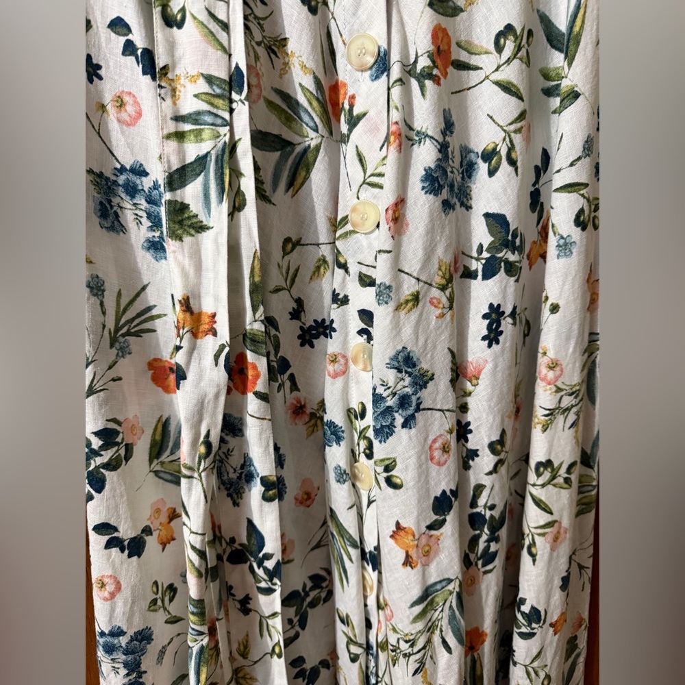 NWOT Saks Fifth Avenue Floral Linen Button Front Midi Skirt - Size Small - Picture 7 of 9